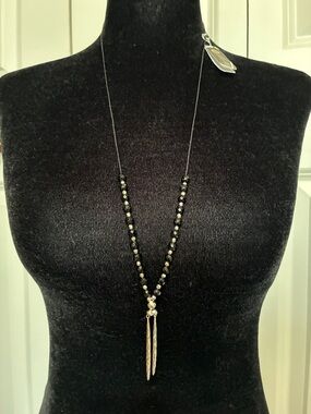 Gorjana Black Onyx Protection Necklace Beaded Long Y Drop NWT